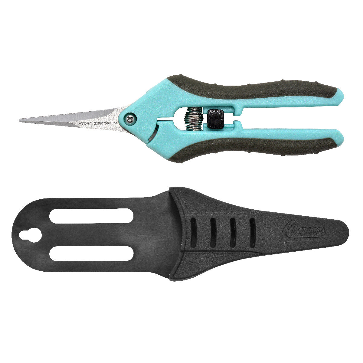 Clauss 6.75” Hydro Straight Titanium Bonded Non-Stick Spring-Assist Snips Blue - Hydroponic