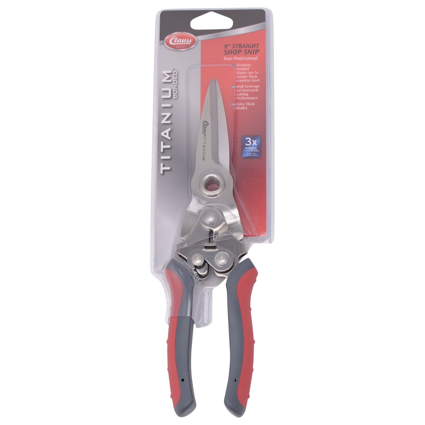 Clauss 8’’ Titanium High Leverage Shop Snip Straight Gray - Hardware & Industrial Cutting