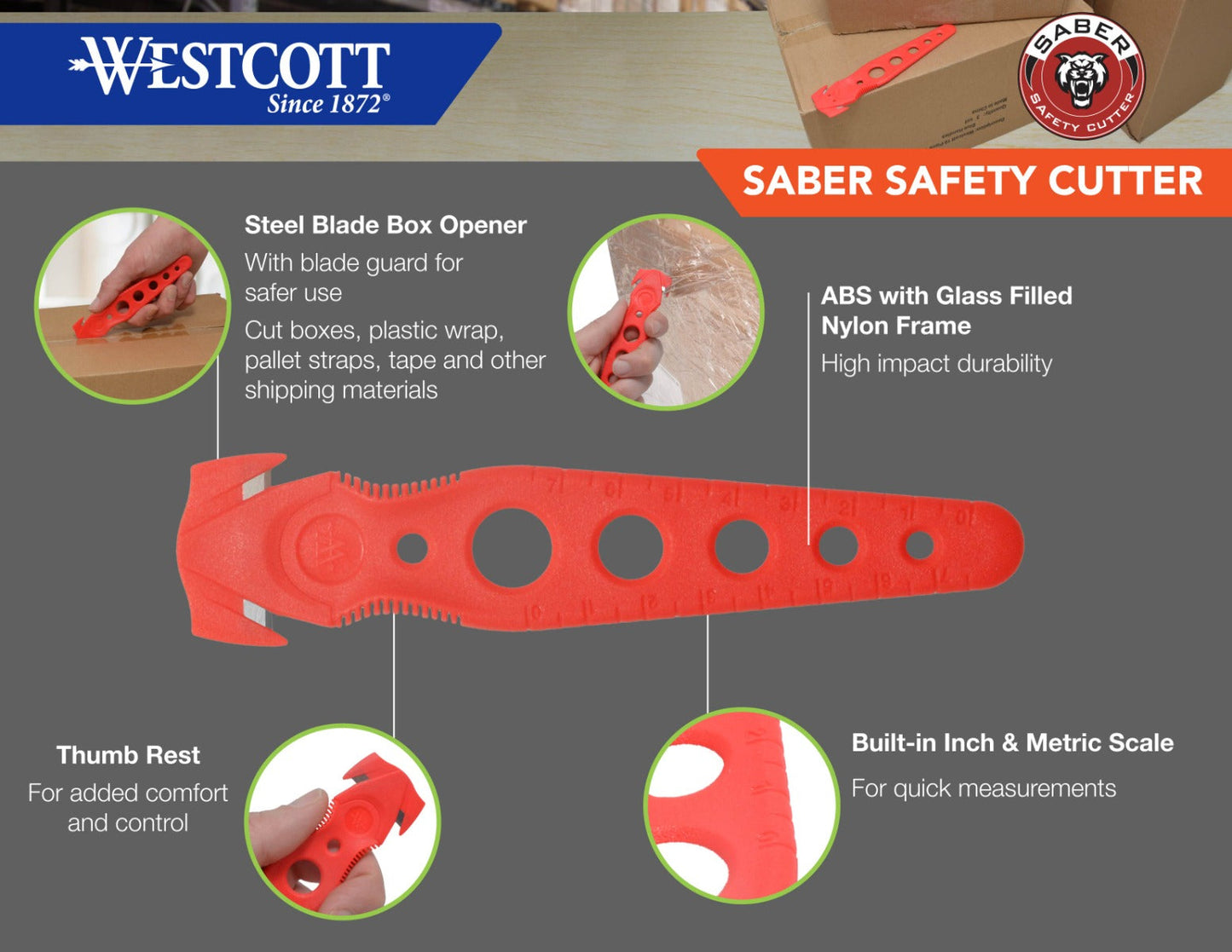 Clauss Westcott Saber Safety Cutter Red 5pk - Hardware & Industrial Cutting