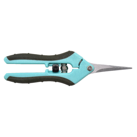 Clauss 6.75” Hydro Straight Titanium Bonded Non-Stick Spring-Assist Snips Blue - 19974 - Hydroponic