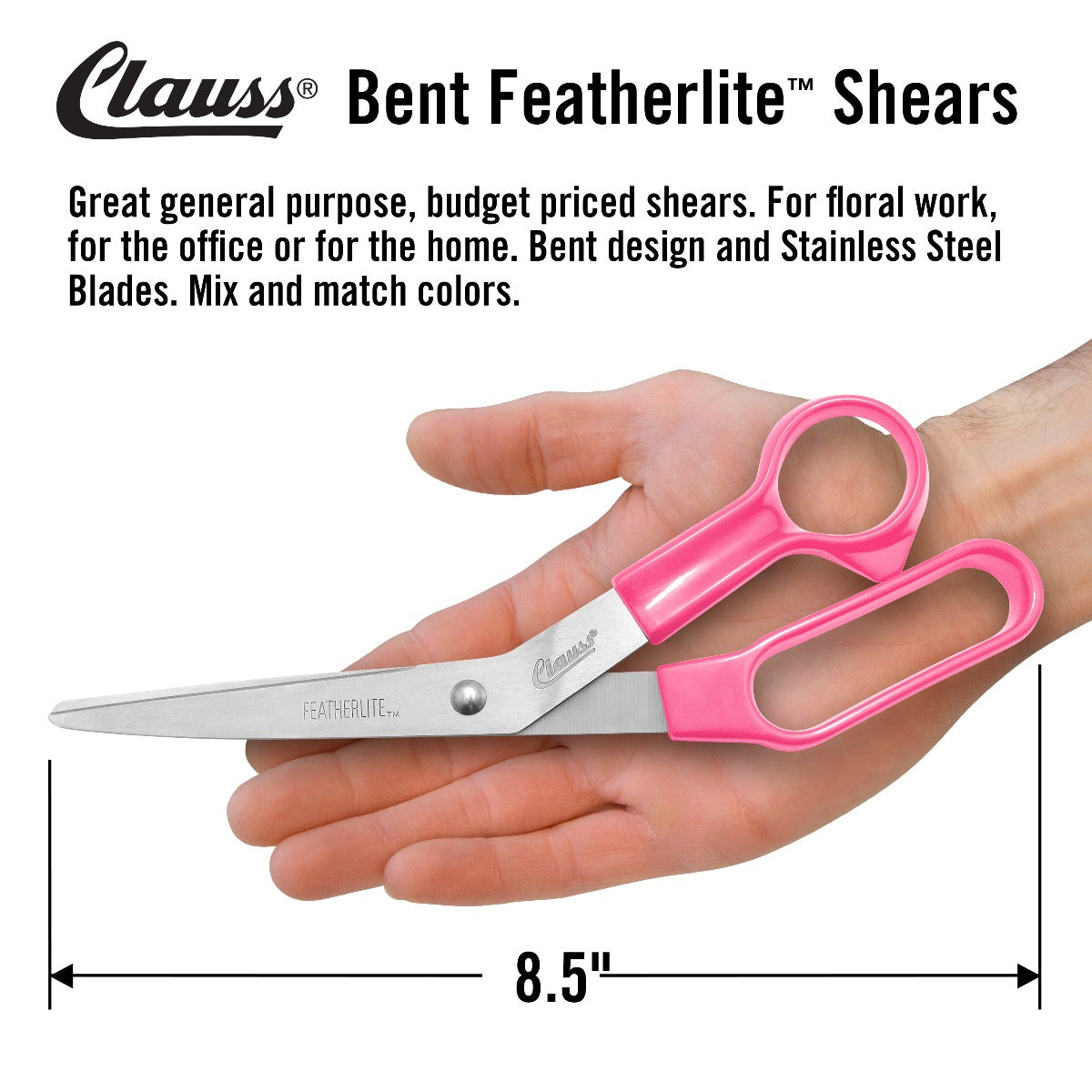 Clauss 8.5’’ Featherlite Bent Shear - Pink