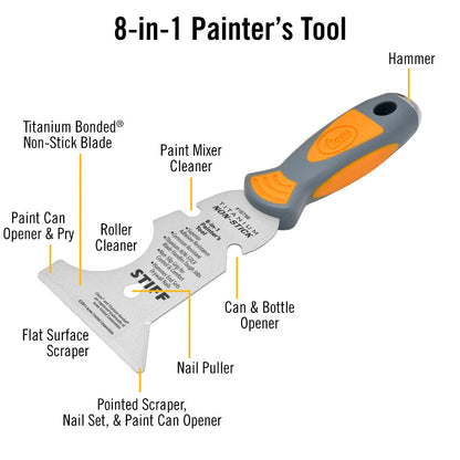 Clauss 8-in-1 Titanium Non-Stick Stiff Painter’s Tool - 18798 - Hardware & Industrial Cutting