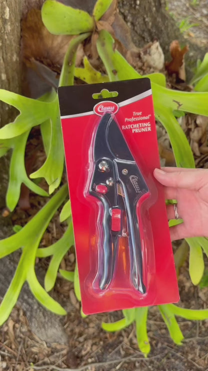Clauss 8" Ratchet Action Pruner, Red