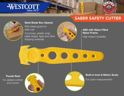 Clauss Westcott Saber Safety Cutter Yellow Bulk 50pk - 17423 - Hardware & Industrial Cutting